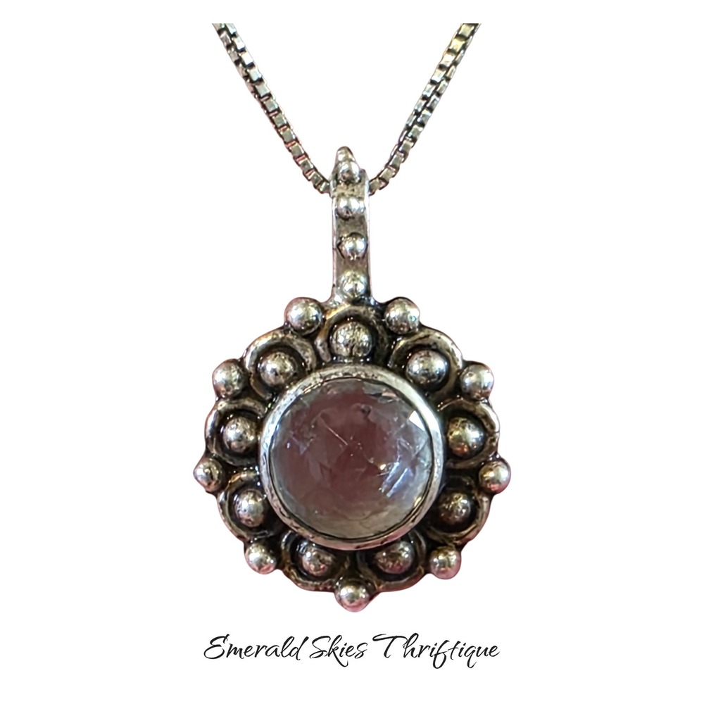 Lori Bonn Sterling Silver April White Quartz Necklace charm .925
